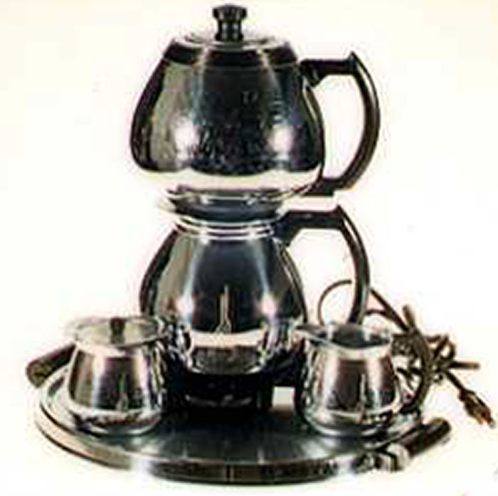 Electric Coffee Maker, Tray, Sugar And Creamer, Ca. 1940-1946