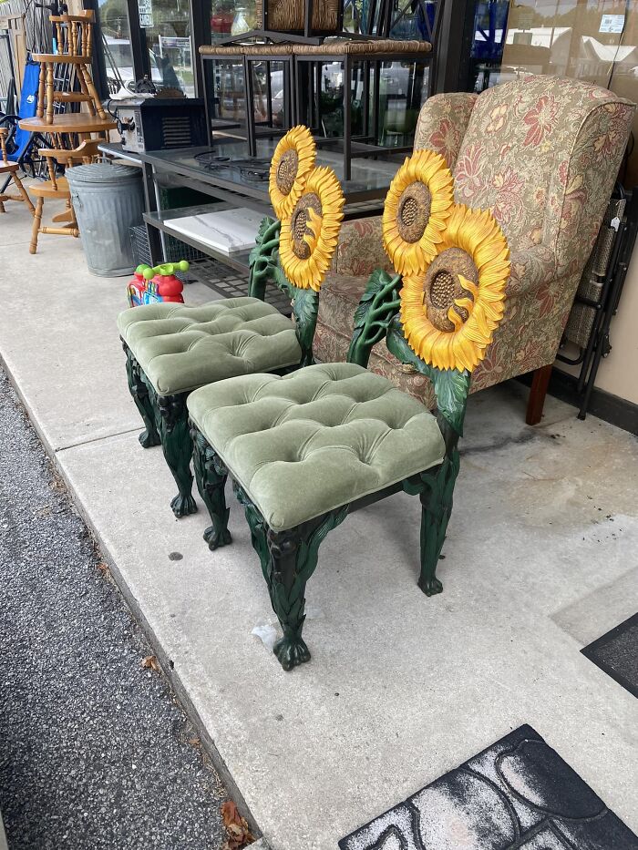 Wonderful Sunflower Chairs Seen And And Left (Only Bc I Bought Two Statement Chairs Literally 20 Minutes Prior) At Camden Treasures In Saint Marys, Ga, USA