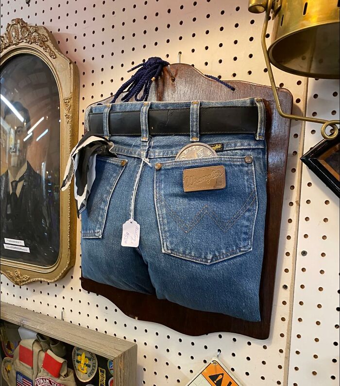 A Mounted, Stuffed Denim Butt 🤷‍♀️ Found In An Antique Store In Sutton, Wv