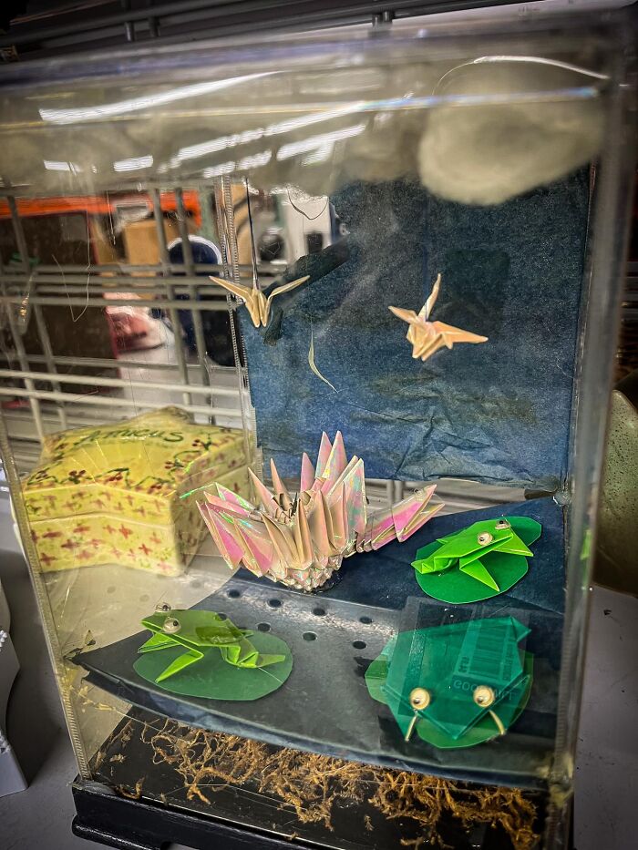 Origami Froggie Terrarium Found At Goodwill In Honolulu, Hi