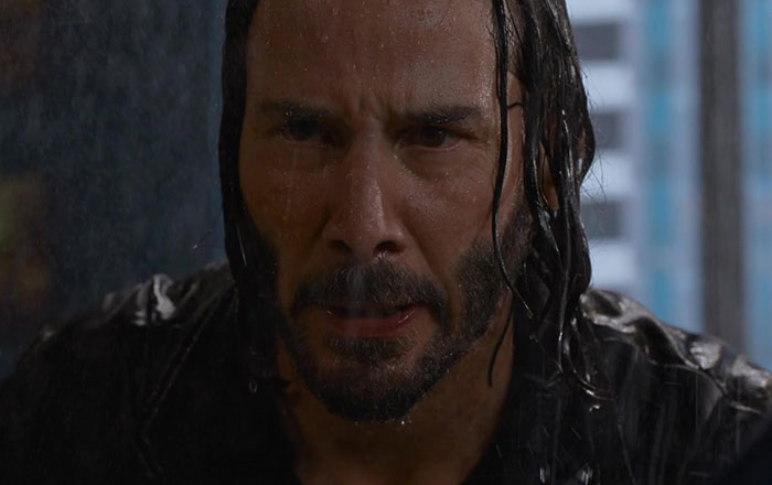 Keanu Reeves in the rain