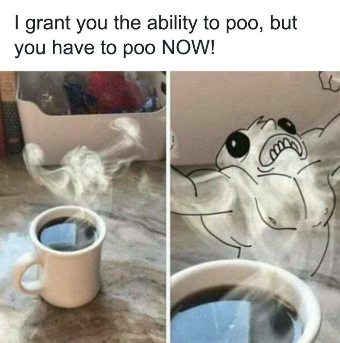 steam coming out of coffee meme