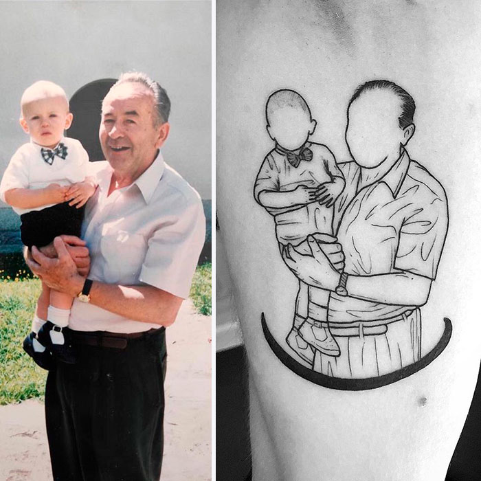 Picture of grandad and grandchild graphic tattoo