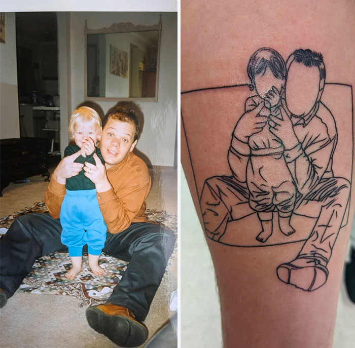 Graphic picture of dad tattoo