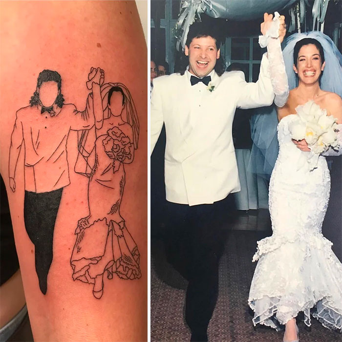Parents wedding photo graphic memorial arm tattoo