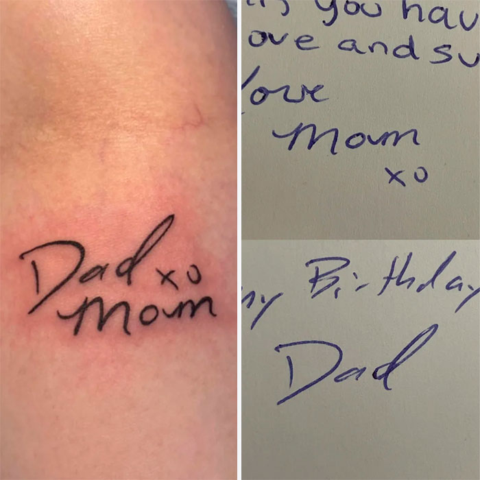 Parents signatures script tattoo