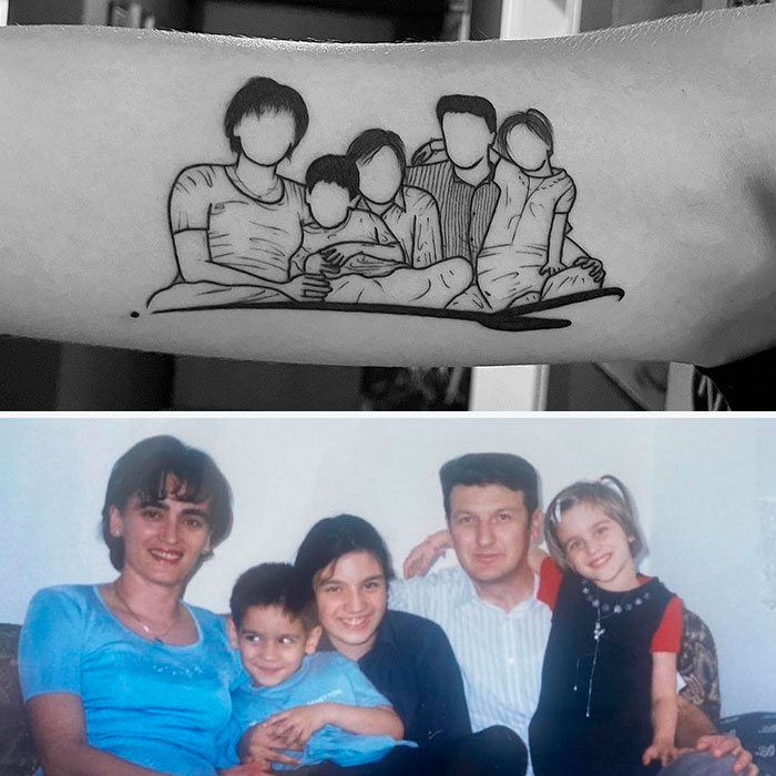 Picture of family graphic arm tattoo
