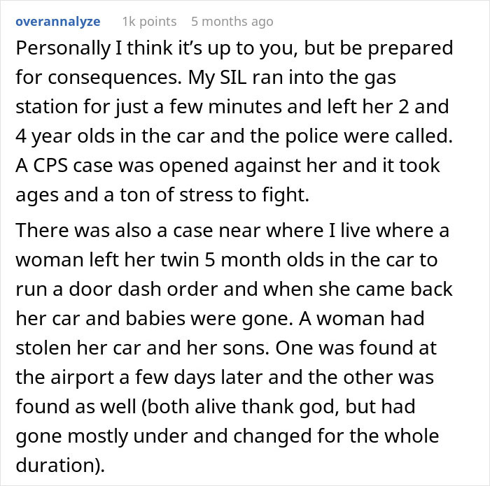 Mom Is Puzzled Whether It’s Ever OK To Leave Kids In The Car, Asks The Internet For Advice Mom Is Puzzled Whether It’s Ever OK To Leave Kids In The Car, Asks The Internet For Advice
