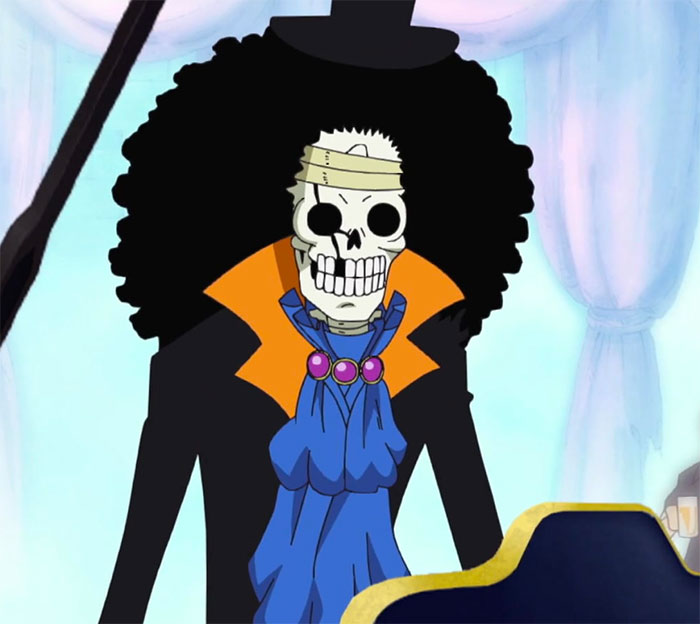 Brook wearing black and blue outfit