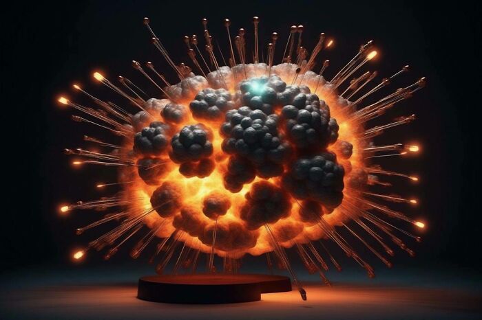 The Atomic Core: The Mysterious Representation Atomic Bomb's Core With Glowing And Pulsating Lights