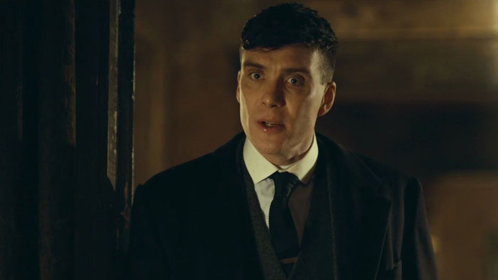 Tommy Shelby looking frightened