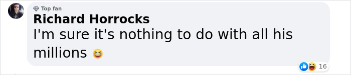 Commenter jokes about wealth in response to Brad Pitt's age surprise at Wimbledon. Commenter jokes about wealth in response to Brad Pitt's age surprise at Wimbledon.