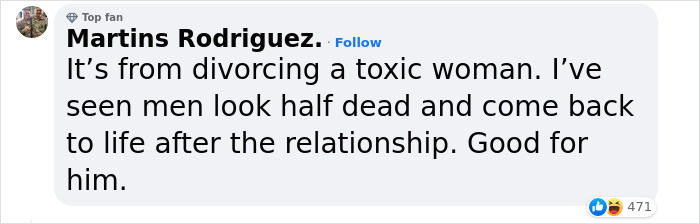 Comment about Brad Pitt's apparent rejuvenation after divorce, expressing support and surprise at his youthful appearance. Comment about Brad Pitt's apparent rejuvenation after divorce, expressing support and surprise at his youthful appearance.