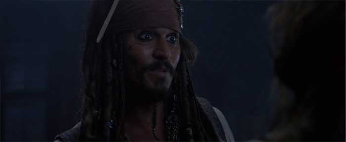 Jack Sparrow looking surprised at night 