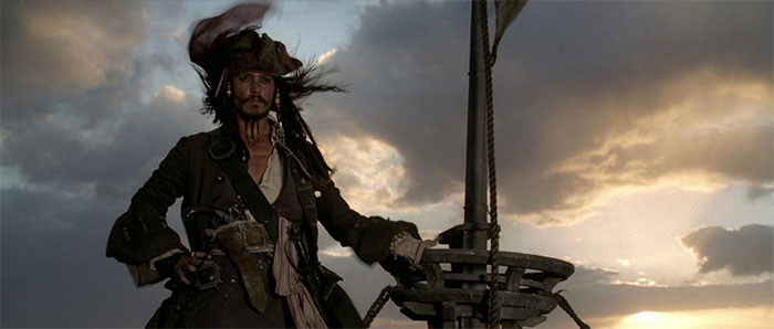 Jack Sparrow on top of the ship