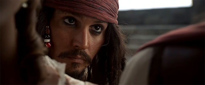 Jack Sparrow looking at someone 