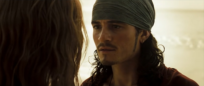 Will Turner talking to someone seriously 