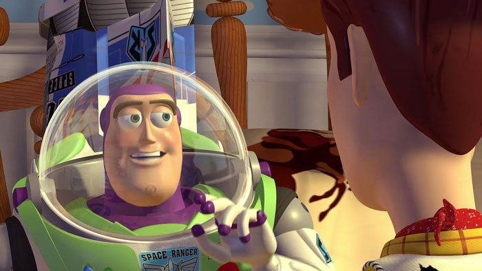 Buzz Lightyear speaking with Woody