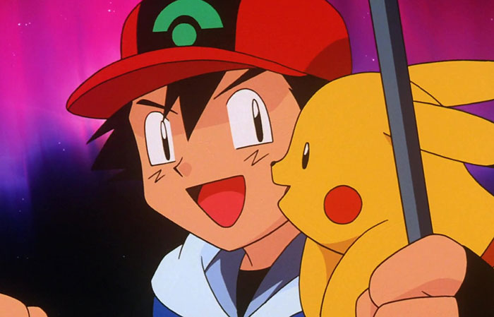 Ash Ketchum and Pikachu are happy
