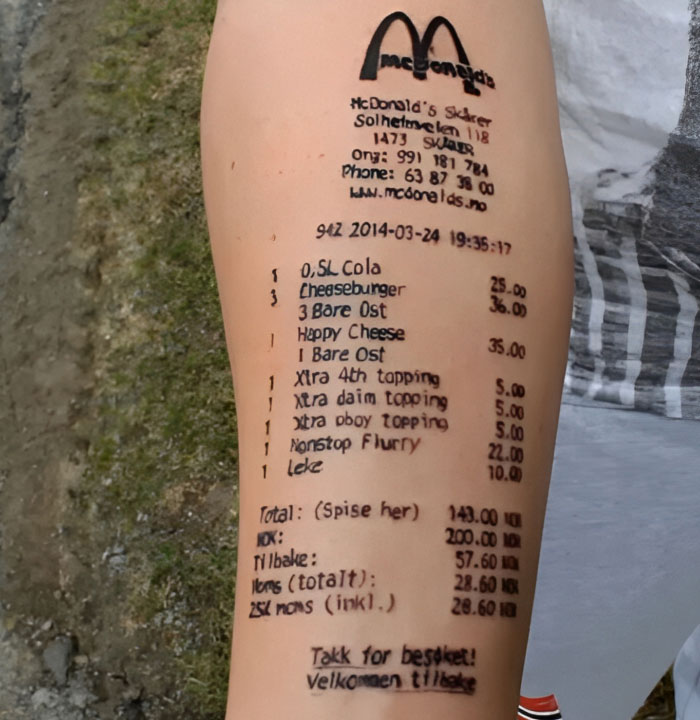McDonald's Receipt... Tattoo?