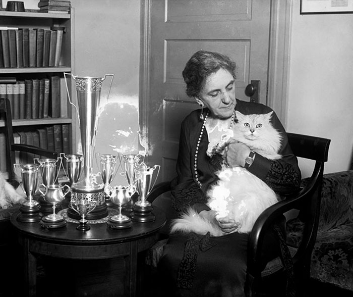 Woman Holding Her Cat In 1927