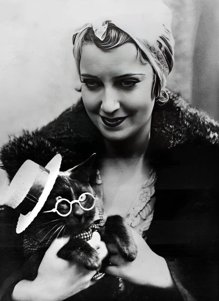 Film Artist Jeannette Mac Donald With Her Cat Pussums In A Film