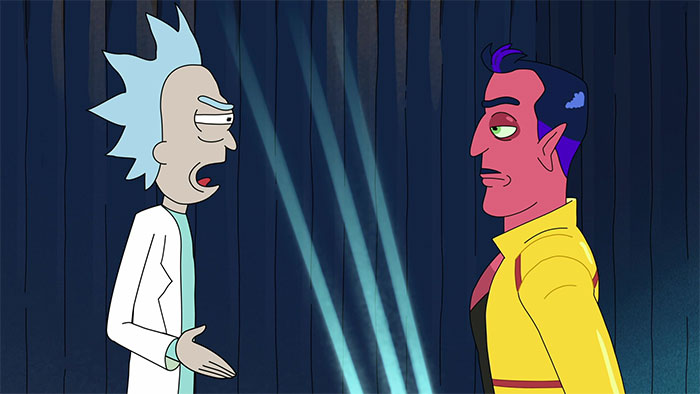 Rick wearing white lab coat