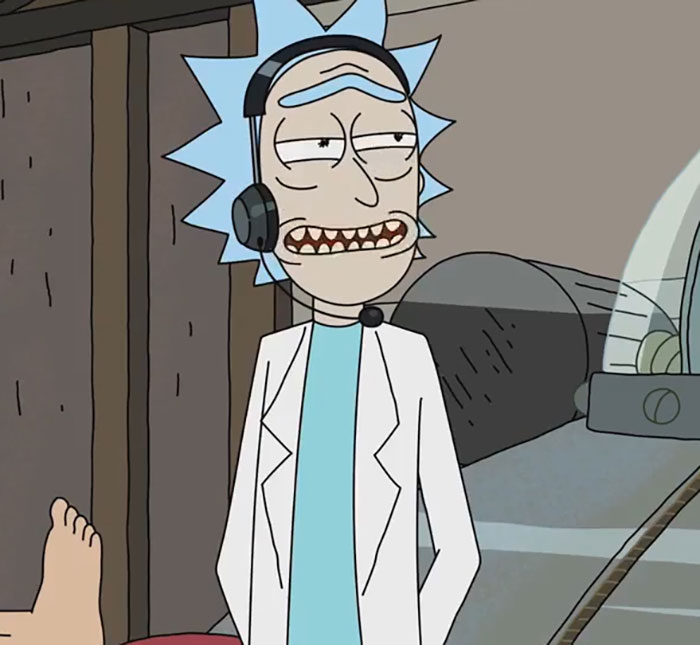 Rick wearing lab coat
