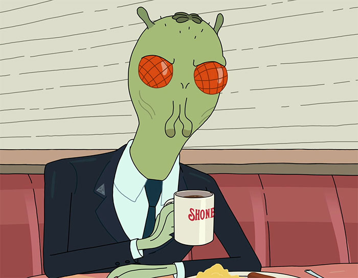 Gromflomite wearing suit