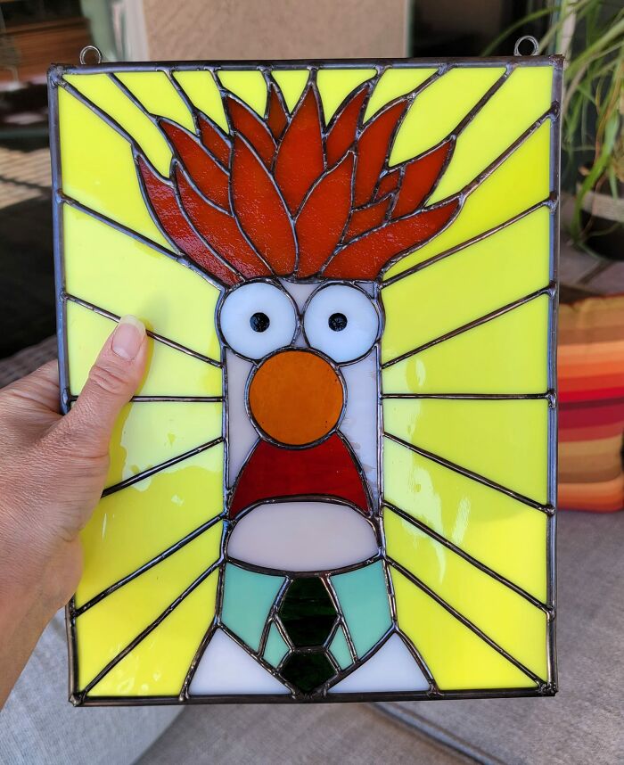 Artist: Me Medium: Stained Glass Description: Beaker From The Muppet Show