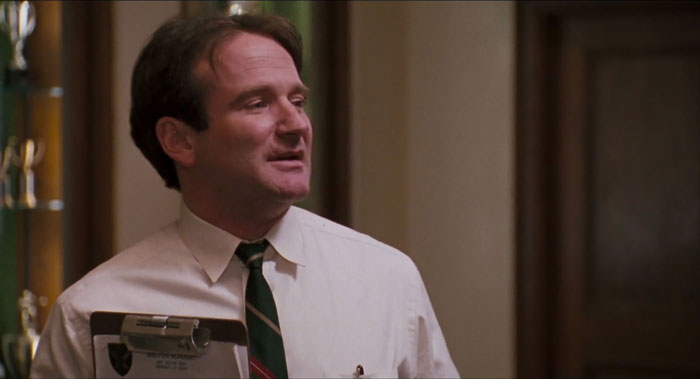 robin williams giving a lecture in dead poets society
