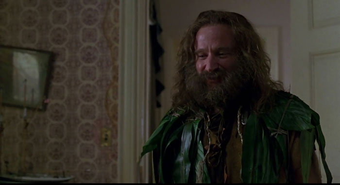 Robin williams with a beard in jumanji