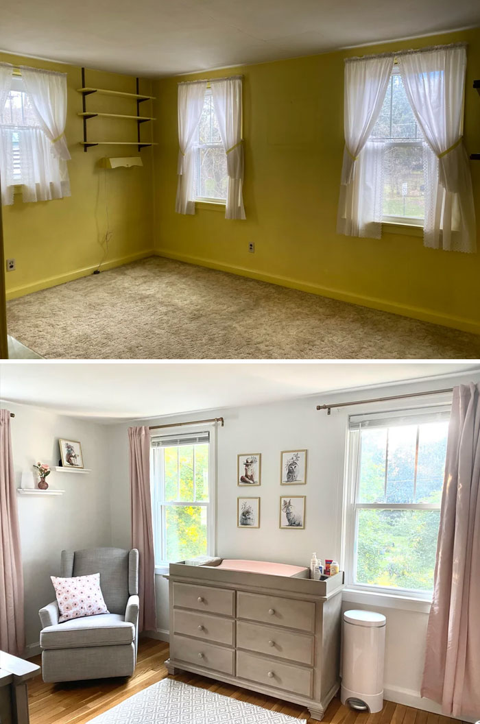 Before And After Of Our Baby Girls Nursery! We Do Not Miss The Yellow