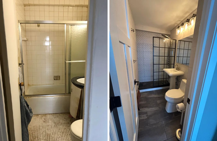 Before/After Of Our Master Bathroom. Thanks For All The Advice!