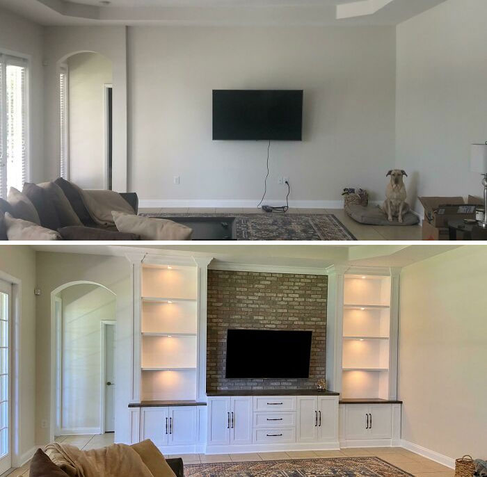 Adding Built Ins To Our Big Bare Living Room Made A Huge Difference