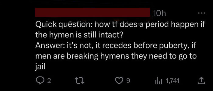 On A Post Discussing The Misconception Of Intact Hymen=virginity