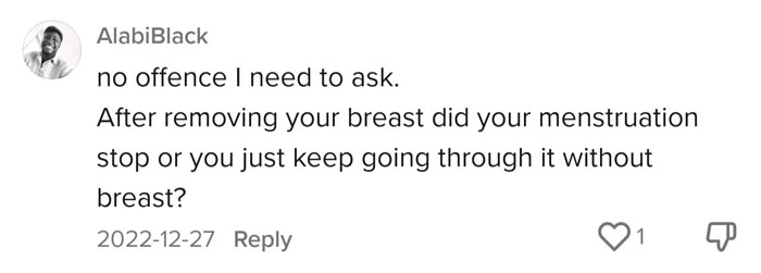 Under A Tiktok Of A Woman Who Had A Mastectomy To Lower Risk Of Breast Cancer Lmao