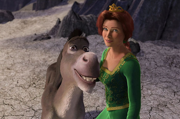 Donkey and Fiona smiling