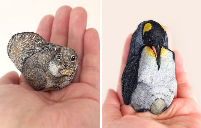 39 Animal Paintings On Natural Stones By Akie Nakata (New Pics)