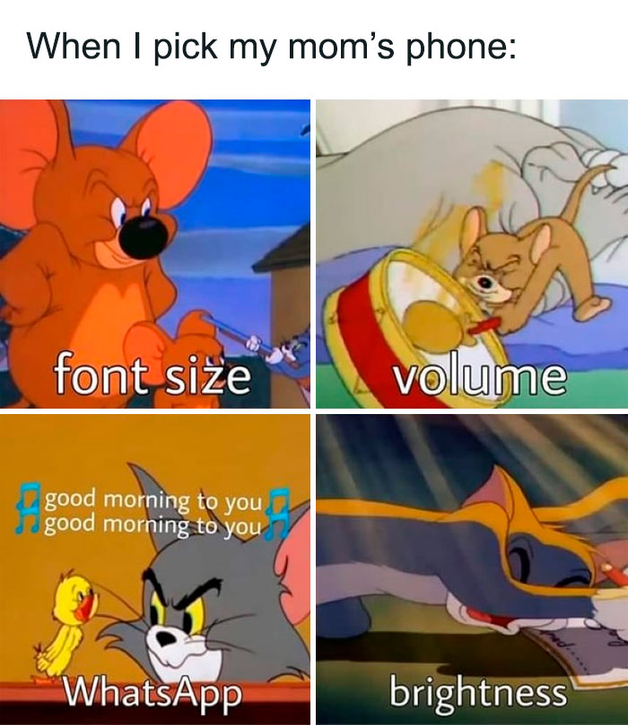 When picking moms phone Tom And Jerry making a mess meme