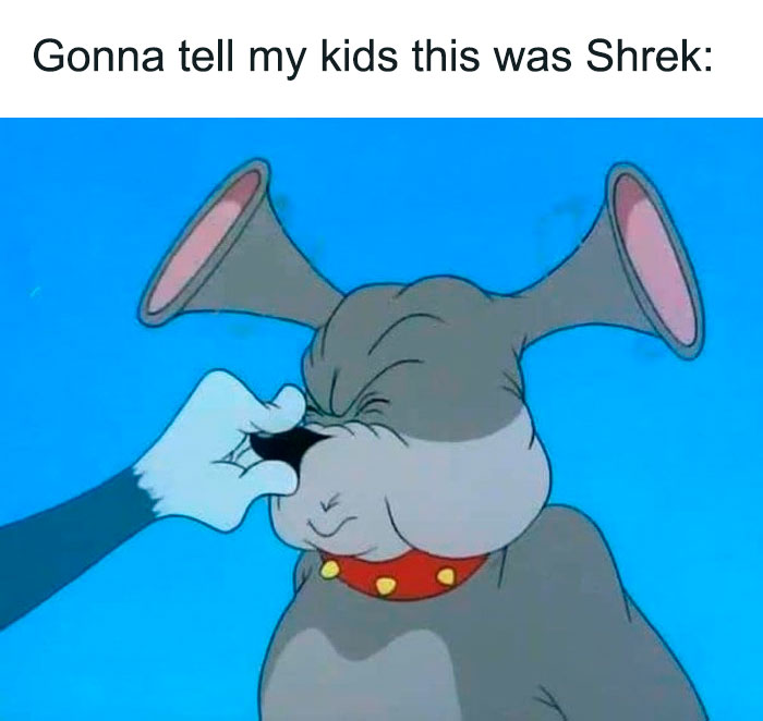 Shrek reference to dog Spike from Tom And Jerry meme
