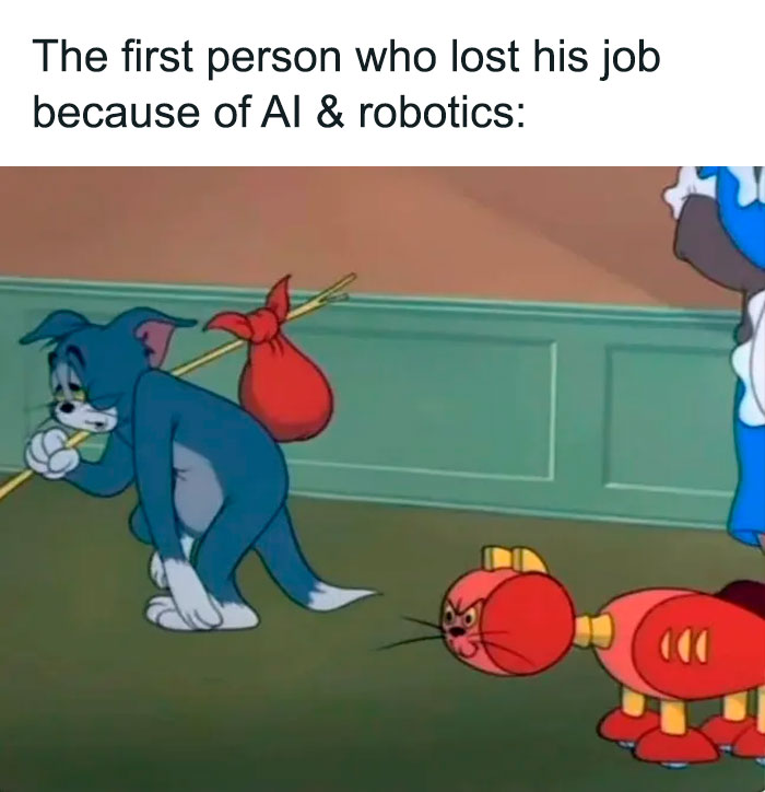 Tom from Tom And Jerry being the first one who lost his job because of AI meme