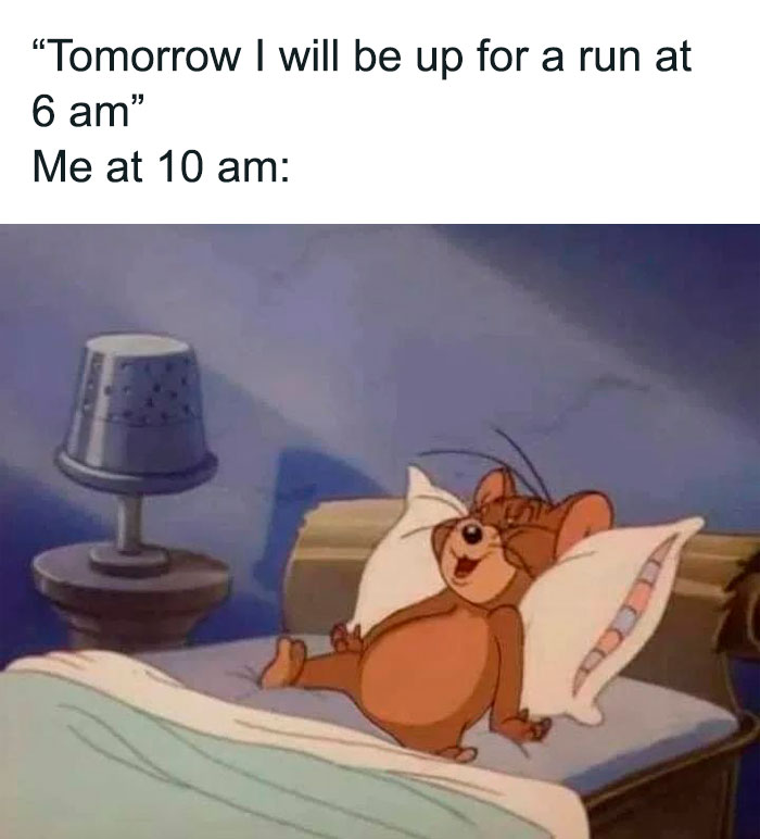 Running in the morning sleepy Jerry from Tom And Jerry meme