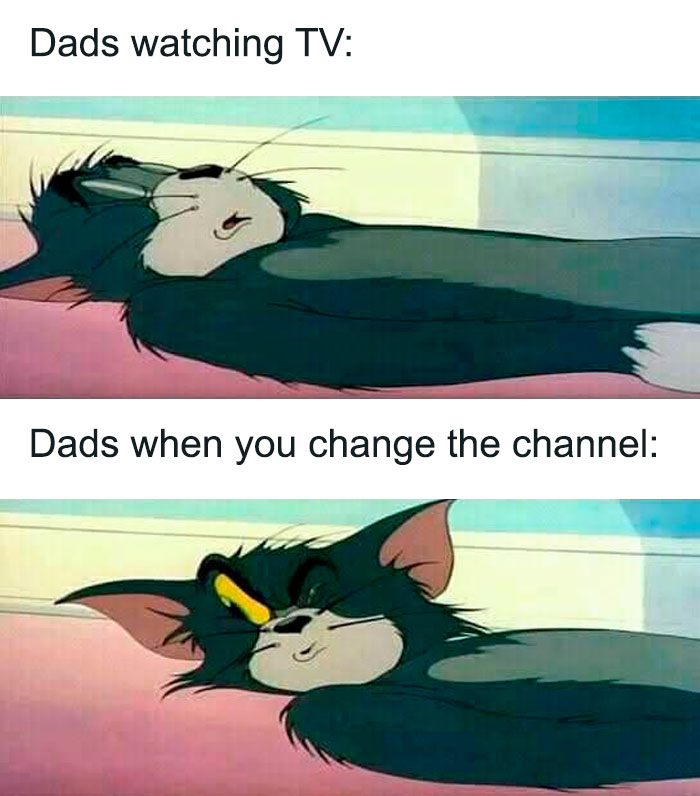 Dads watching TV Tom And Jerry sleeping Tom meme