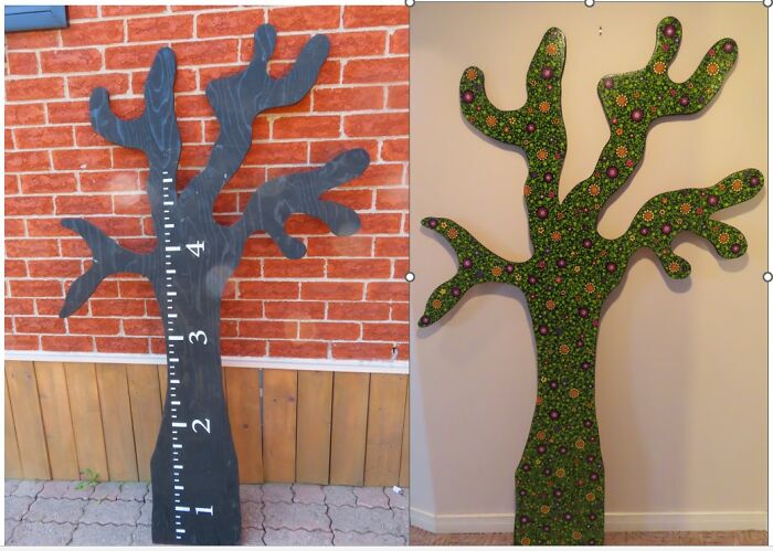 Found The Black Tree For Measuring Kids' Height On The Side Of Road, Brought It Home And Fixed It Up. It Is Now In My Dining Room