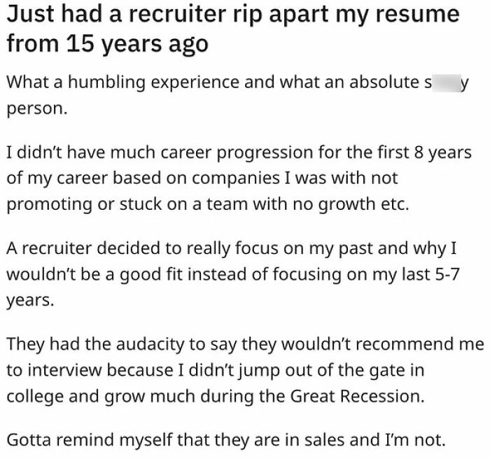 Just Had A Recruiter Rip Apart My Resume From 15 Years Ago