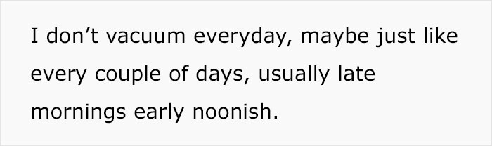 Neighbors Ask Woman To Stop Vacuuming At Noon, She Refuses And Turns To The Internet For Advice Neighbors Ask Woman To Stop Vacuuming At Noon, She Refuses And Turns To The Internet For Advice