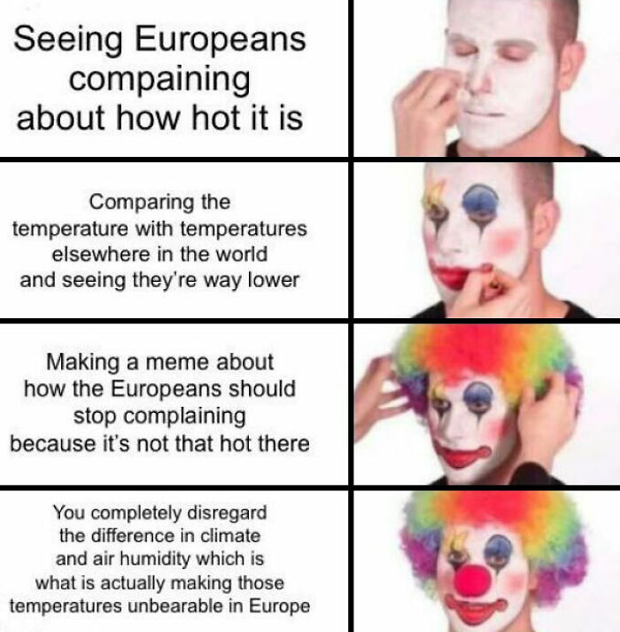 Funny clown and weather meme 