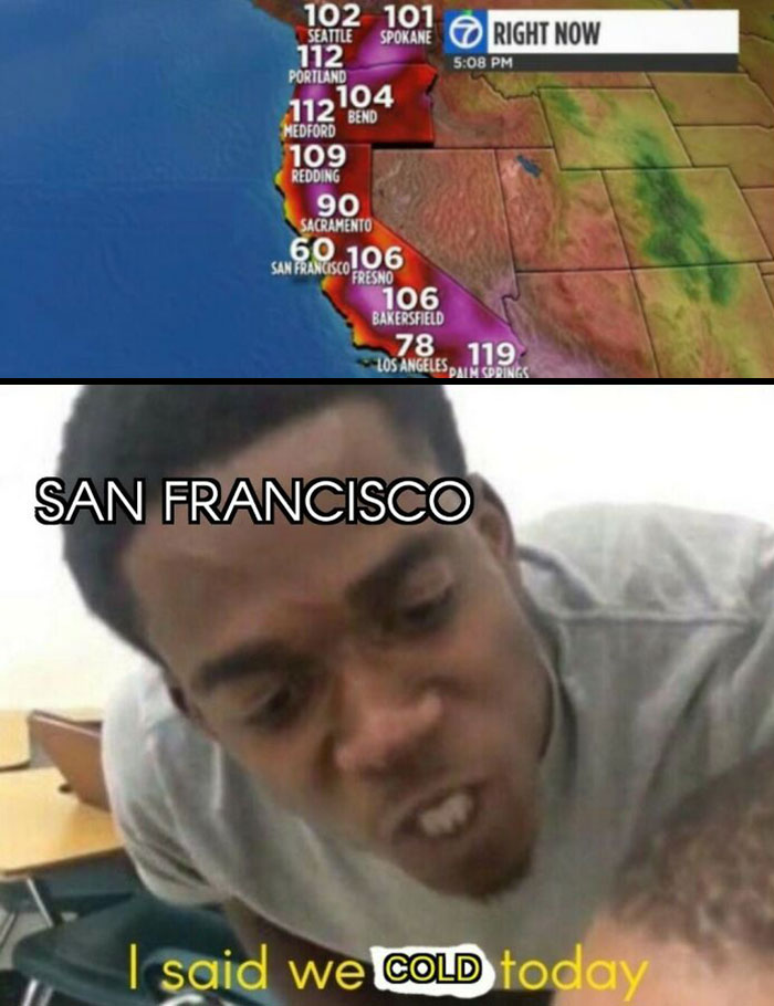 Funny San Francisco weather meme 