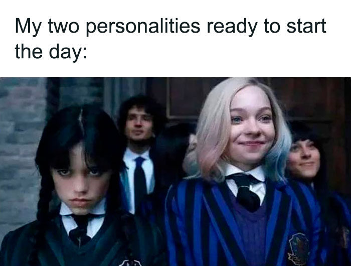 two personality Wednesday Netflix meme
